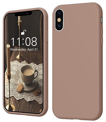 iPhone X Hülle, iPhone XS Hülle Silikon Case, ElestBela Hanyhülle iPhone X/XS 5.8'' Ultra Dünn Slim mit Microfiber, Kratzfeste Rundumschutz Case Schutzhülle Hülle für iPhone X/XS Khaki Braun