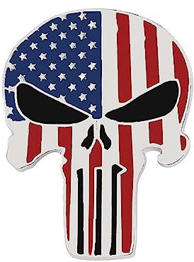 Brosche Schmuck Totenkopf Gabber Stil USA Flagge Stahl, 3,4 x 2,6 cm, Edelstahl