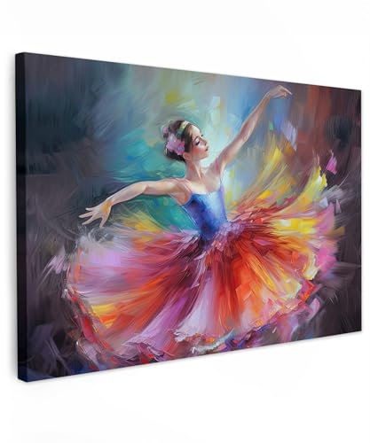 MuchoWow© Leinwand 60x40 cm Deko Schlafzimmer Aesthetic Leinwandbilder Wohnzimmer Gemälde Foto Geschenk Living Room Decoration Kunstdruck - Bunt - Malerei - Öl - Tanz - Ballerina