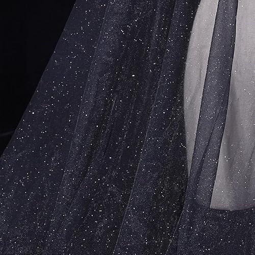 300cm*160cm Organza Stoffe zum Nähen Meterware,Dekostoff Kostümstoff zum Nähen Leichter Glanz Glitzer Organza Tüllstoff Für Kleidung Dekoration Gardine Vorhänge Tischdecken Deko Schals -Schwarz