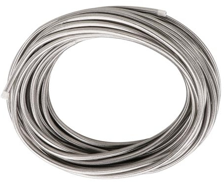 Helunsi 10 Meters / 32.8FT Electrical Cable Wire, Silver 3 Core 0.75mm² Round Fabric Cable, Vintage Flex Cloth Braided Wire for DIY Lamps Industrial Pendant Lights Flexible Lighting Project - 10m