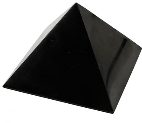 Natürlicher Schungitstein, 100% Russland (glänzende Pyramide, 8 x 8 cm)