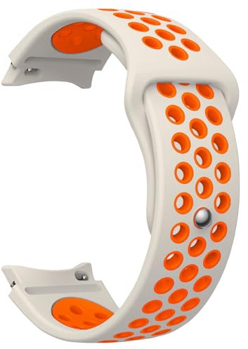 KeHowy 20mm Bracelet de Pas de Lacunes Compatible avec Samsung Samsung Galaxy Watch 7 (40mm/44mm), Bracelet de Sport en Silicone pour Femme Homme pour Galaxy Watch 6/5/4, Lumière stellaire&Orange