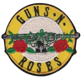 Guns Roses Patch Aufnäher – Abzeichen zum Aufnähen oder Aufbügeln – trendiges Modeaccessoire – einzigartiges dekoratives Logo für Jacken, Jeans und Taschen – Vintage – Bekleidung