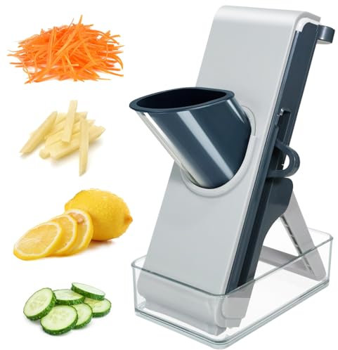 HNCY Mandolina de Cocina Cortador de Verduras Multifuncional con Recipiente, Corta Verduras Segura para Las Manos, Mandolina Cocina para Juliana, Rodajas, Cortador de Patatas