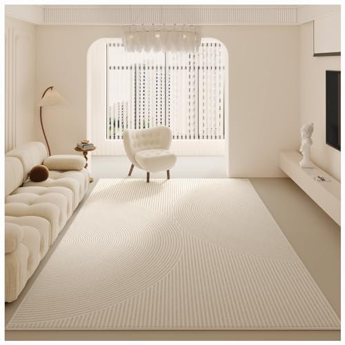 SPXMQSS Alfombra Salon Grande Alfombra Lavable Lavadora Alfombra Salon De Habitacion Pelo Corto, Motivo Abstract Dibujo Geometrico 3D - Beige