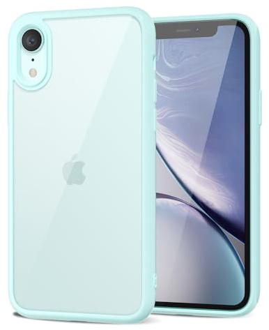 LoeoeL for iPhone XR Case Clear, Transparent Hybrid XR Phone Case [Hard Plastic & Soft Silicone Bumper] Acrylic Non Yellowing Thin Slim Protective Cover for Women, Teal
