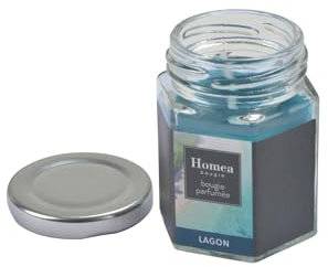 Homéa, Bougie Verrine avec Couvercle Métal 5,4 x 5,4 x 7,2 cm Essentiel Parfum Lagon