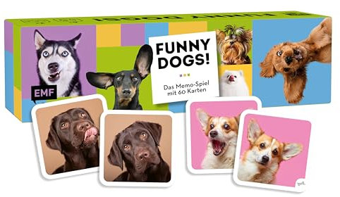 Edition Michael Fischer Memo-Spiel: Funny Dogs! Mit 60 lustigen Hunde-Motiven von süß bis frech für Hundefans von 6-99 Jahren, Ab 2 Personen