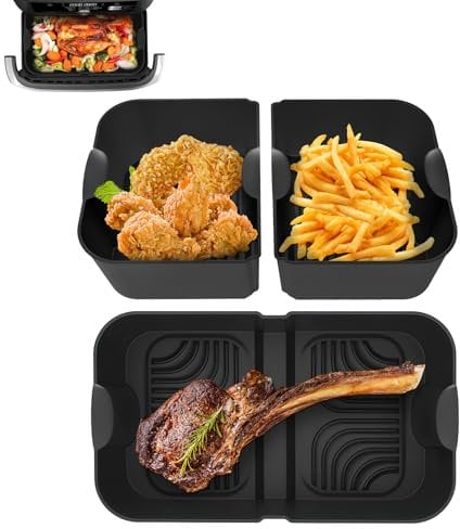 3 Piezas Accesorios para Freidora de Aire Ninja AF500EU 10,4 L y 2 x 5,2 L, Moldes de Silicona Reutilizables para Air Fryer, Accesorios para Freidora de Aire Caliente, Lavables en Lavavajillas