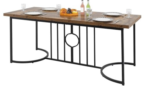 LIFEZEAL Esstisch 180 cm, Küchentisch für 6-8 Personen, Rechteckiger Esszimmertisch mit Holzoberfläche und geometrischer Metallstruktur, Großer Tisch für Zuhause & Restaurant