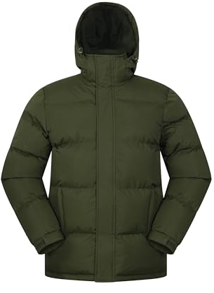 Mountain Warehouse Snow Mens Padded Puffer Jacket | Water Resistant & Adjustable Winter Coat with Fleece Lined Hood to Keep Warm, Thermal Tested to -40C, For Walking & Daily Use