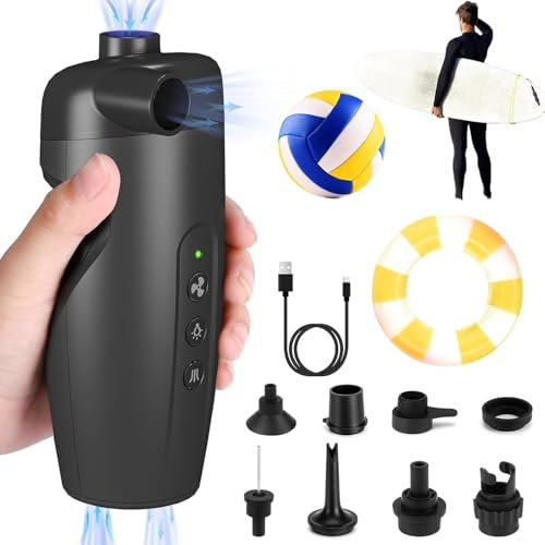 Diealles Shine SUP, pompa ad aria elettrica, 3000 mAh, pompa ad aria ricaricabile, 20 PSI, ad alta pressione, per kayak, paddle, barche, materasso ad aria, galleggiante, palle sportive, sacchetti