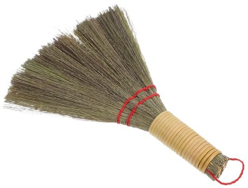 HOMOCONO Multipurpose Small Broomstick for Corn Straw Cleaning Hand Whisk Broom for Outdoor Indoor Use Short Handle Hand Broom