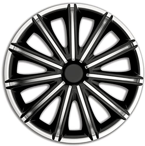 Premium Radkappen 18 Zoll kompatibel mit Renault 5-E-Tech, Renault Megane-E-Tech, Renault Scenic-E-Tech, Skoda Enyaq, VW ID.3, VW ID.4 Stahlfelgen in Schwarz-Silber-Matt 4er-Satz Radzierblenden