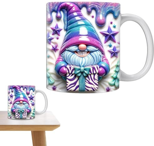 Weihnachten Wichtelpokal - Keramik Pokal im Garten Wichtel Design Bunt mit Boxen | 350 ml Kaffeetasse für einen großen Geburtstag, Weihnachten, Mutter, bester Freund, Lockmate