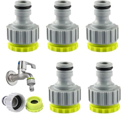 5 Stück Gartenschlauch Anschluss,Hahnverbinder Wasserhahnanschluss 1/2 Zoll 3/4 Zoll Kunststoff Schlauchanschluss mit 2-In-1 Garten Schraubgewinde Hahnverbinder für Family, Reisen, GartenbewäSserung