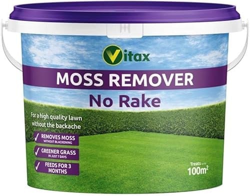 Vitax Moss Remover No Rake – Covers up to 100m² – Rake-Free Lawn Moss Killer & Conditioner – Kills Moss & Improves Lawn Health Without Scarifying – Fast & Easy Application