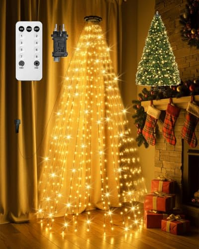 KALAHOL Lichterkette Weihnachtsbaum, 2m x 20 Stränge, 400LED, 8 Modi, Weihnachtsbaum Lichterkette für drinnen und draußen, Weihnachtsdekoration (Warmweiße)