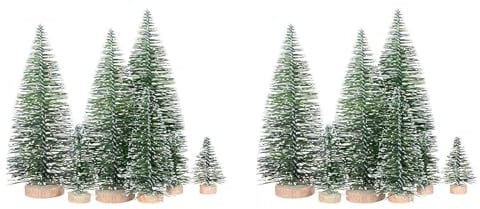 Wzxksoac 50PCS Miniature Artificial Christmas Trees 5 Sizes,with Wooden Base for Decoration DIY Party Decoration Crafts