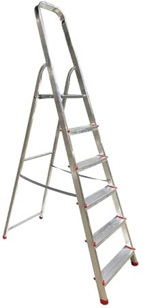 Scala a forbice pieghevole, scala in alluminio, multiuso, antiscivolo, leggera e resistente, scala domestica, facile trasporto (6 gradini)