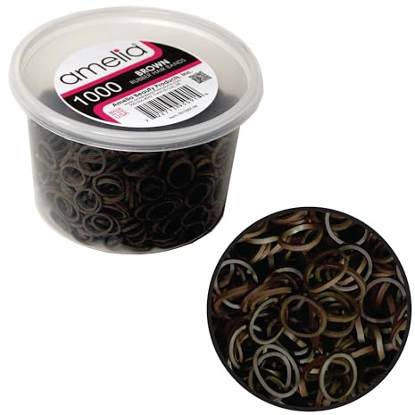 Amelia Beauty 1/2 Brown Hair Bobbles Bands - Ideal for Ponytails, Braids and Beards - Strong Hold All Day - Pack of 1000
