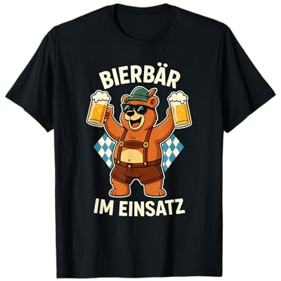 Bierbär Im Einsatz Party Bayern Bierzelt Lustiger Trachten T-Shirt