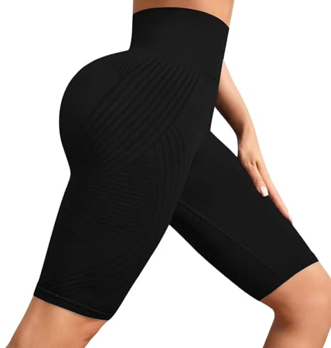 Legging Court Femme Anti Cellulite Compression Sport Yoga Court Fitness Taille Haute Leggings sans Couture Pushup Sculptant Push-Up Opaque Yoga Fitness Pantalon Sport