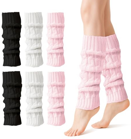wlertcop 3 Paar Stulpen Damen Lange Gestrickt Beinwärmer Beinstulpen Damen Leg Warmers Stulpen Kinder Winter Beinwärmer Warm Langer Beinwärmer Crochet Stricken Stulpens für Ballett Tanz Sport Alltag