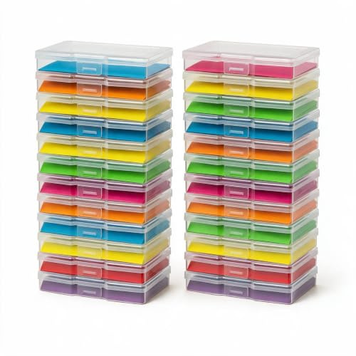 novelinks 24 Pack 4x6 Clear Photo Storage Boxes and Photo Box Organizers | Photo Organizers and Storage, Task Boxes for Special Education, Picture Box, Photo Storage Containers, Flash Card Holder