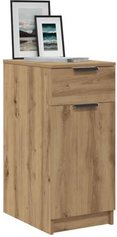 Zeehear Büroschrank Artisan-Eiche 33x50x75 cm, Holzwerkstoff, Mehrzweck-Aufbewahrungsschrank mit Schublade und Fächern, Robustes Beistellmöbel für Büro und Wohnzimmer