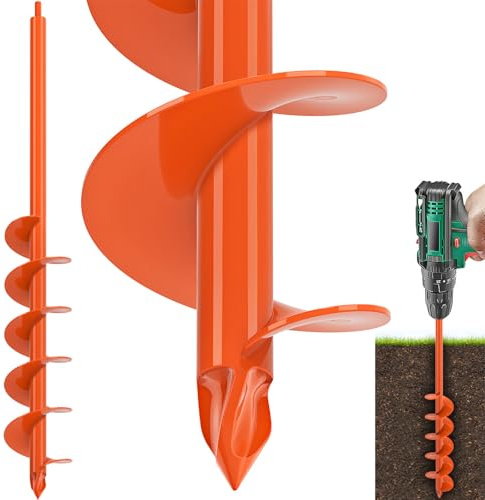 Upgraded Auger Drill Bit for Planting 4'' X 32'' Garden Drill Augers for Digging Holes Post Hole Auger for Bulbs, Flower, Fence Posts Earth Auger Bit for Cordless and Corded Drill - Fit 3/8 Hex Drive