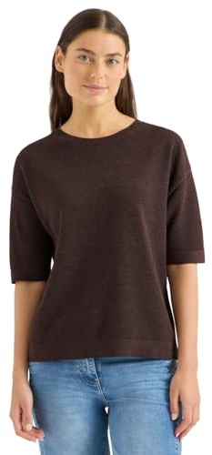 Cecil Kurzarm Pullover mit Struktur Macchiato Brown Melange L