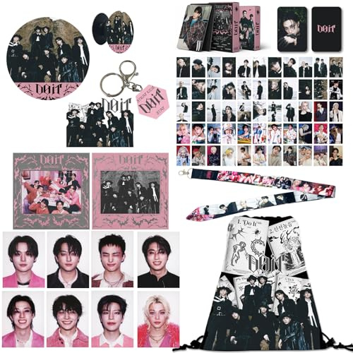 Sk Geschenk-Set, SK Merch Kpop Fanartikel Fans Gift Set, Kpop Merchandise, SKZ DOIT New Album Rucksack Karte Schlüsselanhänger Aufkleber Handy Lanyards Handyhalterung Foto Visitenkartensticker