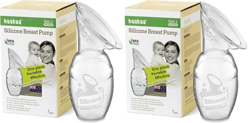 Haakaa Manual Breast Pump, Clear, 4oz/100ml (Pack of 2)