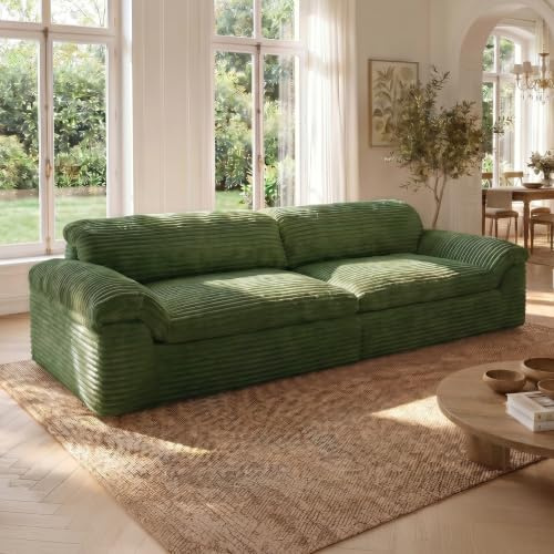 Vesgantti 260cm 3-Sitzer Boneless Sofa, Cloud Cord, Grün