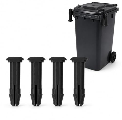 4-Pack Wheelie Bin Lid Hinge Pins, 50 x 15mm, for Most 240L UK Bins | Heavy-duty PETG/ABS replacement plugs restore loose or damaged bin lid hinges for a secure, practical repair.
