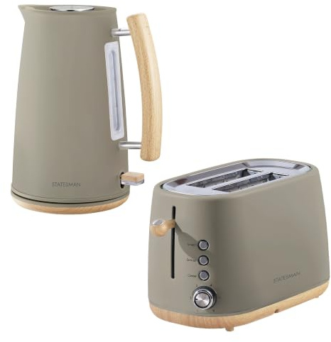 Statesman 1.7L Scandi Kettle and 2 Slice Toaster, Green