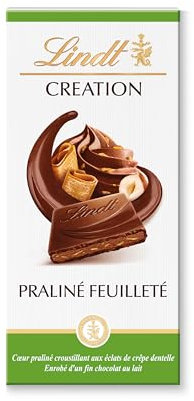 Lindt Tablette Praliné Feuilleté Creation Chocolat au Lait, 150g