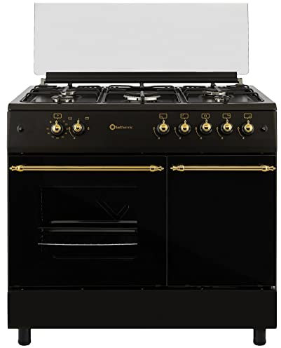 SOLTHERMIC F9LT50G2 COCINA GAS PORTABOMBONA ESTILO RUSTICO/NEGRA CON MANDOS DORADOS / 5 FUEGOS/HORNO 64 L./ ENTREGA A DOMICILIO Y RETIRADA DEL USADO GRATIS/ALTA GAMA