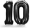 FUNXGO® Folienballon Zahl 10 Schwarz - Riesenzahl Ballon ca.100 cm - fliegt mit Helium - 10. Geburtstag Luftballon - Deko zum Geburtstage, Party, Hochzeiten - Ballon 10 Schwarz