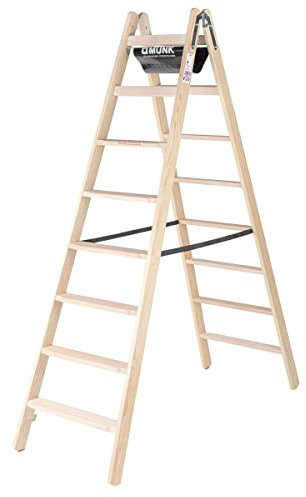 Günzburger Steigtechnik Stufen-Stehleiter beidseitig begehbar Holz - 2x8 Stufen