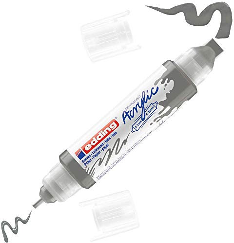 edding 5400 Acryl 3D Double Liner - grau - 1 Acrylfarbe Tube - Doppel-Spitze 2-3,5-10 mm - Acryl Farben zum Malen auf Leinwand, Malpapier und Holz - Acrylstifte wasserfest in Künstlerqualität