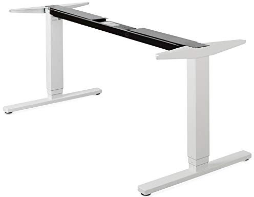 Staboos Elektrisch Höhenverstellbarer Schreibtisch - Stehschreibtisch mit Display - Adjustable Standing Desk - Tischgestell mit verstellbarem Bodenschutz - Weiß