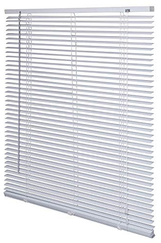 AQS INTERNATIONAL Easy Fit Multiple Size PVC Venetian Blind Drop 150cm Large Window Easy Fit Curtains Trimmable Shutters Twist Open Close Home Blinds (White, 90cm Wide (35.4) x 150cm)