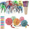 60 Pcs Cocktailparty Dekorationsgetränke, Cocktail Sonnenschirme Feuerwerk Rührer Picks Bunte Cocktail Dekoration Palme Frucht Zahnstocher für Früchte, Kuchen Hochzeitsfeier Bar Deko