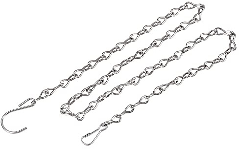 sourcing map Ketten zum Aufhängen, 90 cm, Verlängerungsglied mit S-förmigen Haken für Pflanzkorb, Laterne, Ornament, silberfarben, 2 Stück