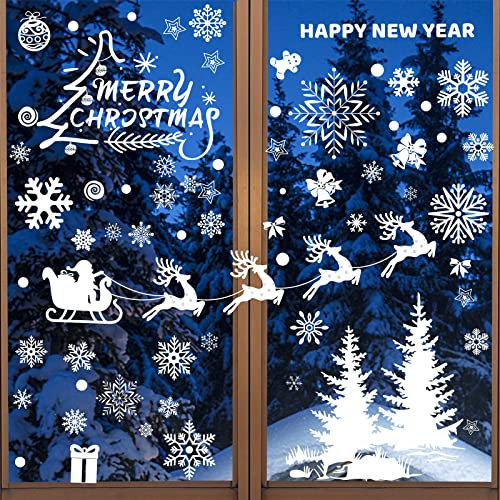 Fensterbilder Weihnachten, 179 Stück Weihnachts Fensterdeko Weihnachten Fenstersticker Schneeflocken Fensteraufkleber Fensterbilder Weihnachten Fenster Weihnachten Kinder Weihnachtsdeko Fensterbilder