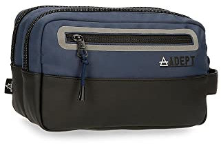 Adept Arker Trousse de toilette 26 x 16 x 12 cm Polyester et PU, bleu, Trousse de toilette 2 compartiments adaptable