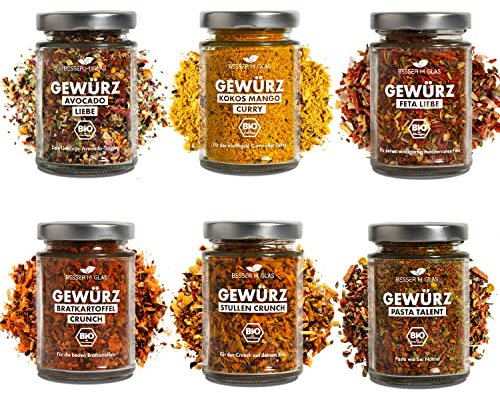 Besser im Glas Gewürz Set | Gewürze Starter Set | Bio Geschenkset im nachhaltigen Gewürzbehälter | Gewürzgläser Geschenk Einzug | Nachhaltige Alternative zu Gewürzdosen | Einzugsgeschenke Wohnung